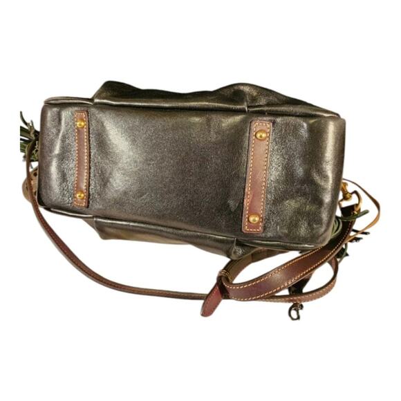 Dooney & Bourke Florentine Leather Satchel Black and Brown with Tassels Y2K - Picture 5 of 7
